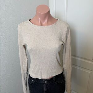 Universal Thread Beige Ribbed Cream Long Sleeve Top Sz S